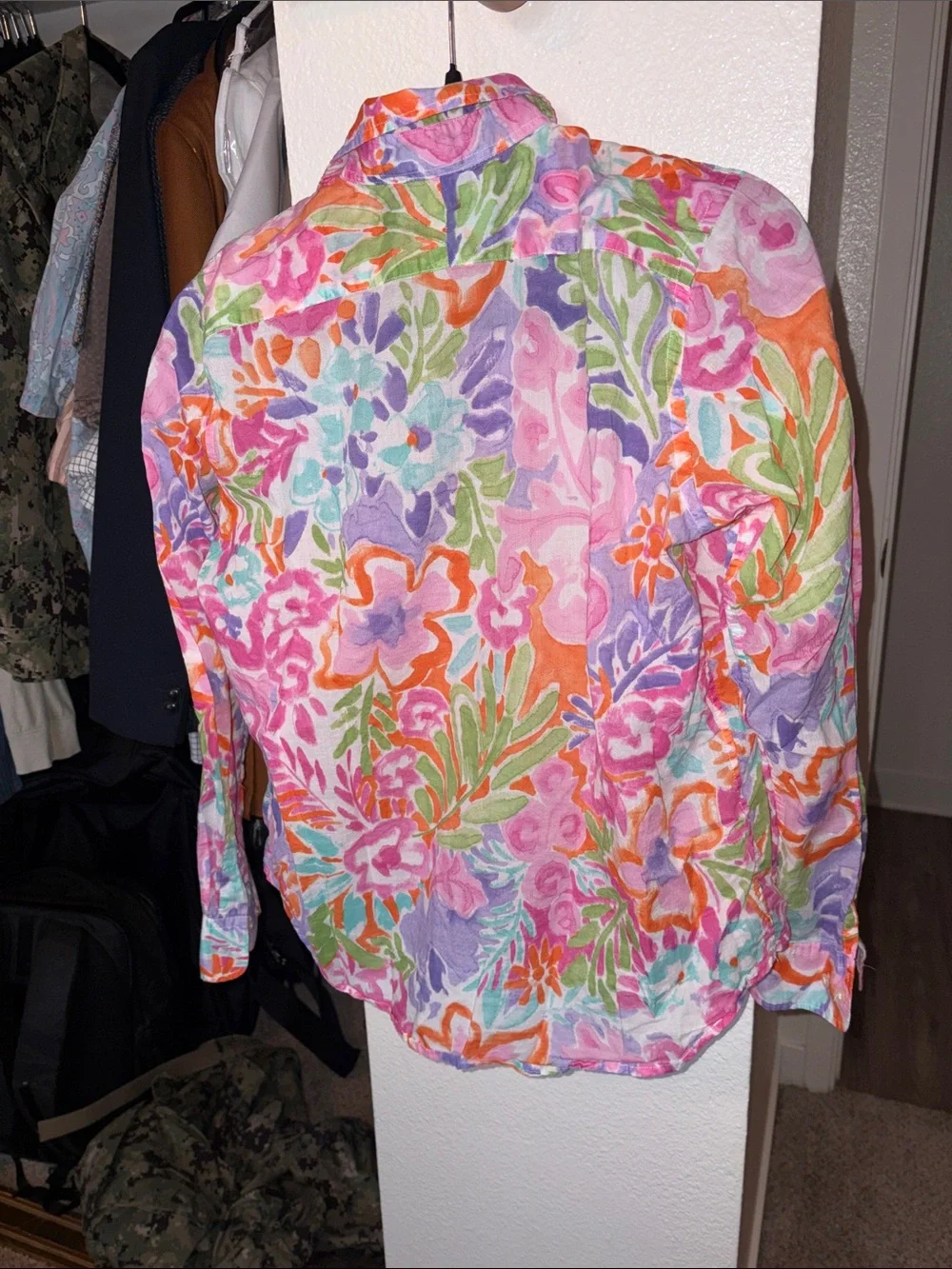 Ralph Lauren Pink Multi Floral Jean Shirt Jacket - Picture 3 of 3